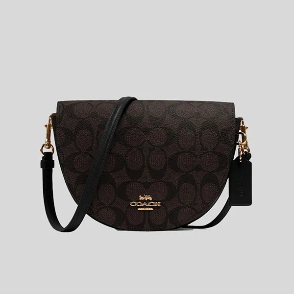 Túi Xách Coach Ellen Crossbody In Signature Canvas Brown Black C1430 Màu Đen Nâu - Túi xách - Vua Hàng Hiệu