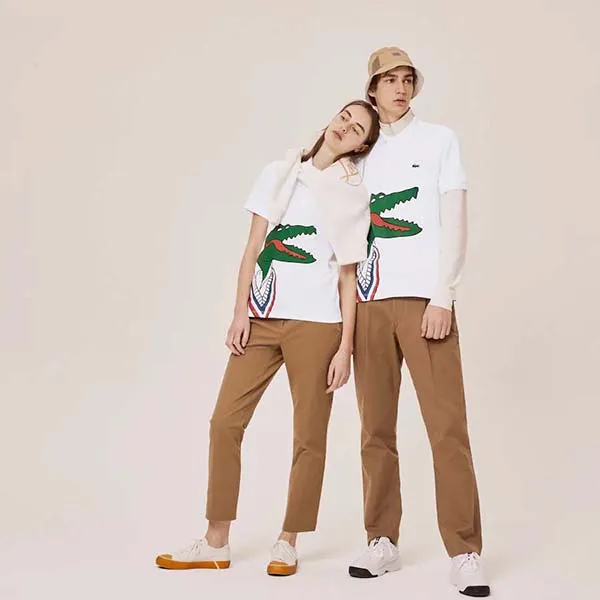 Áo Polo Unisex Lacoste Jean-Michel Tixier Print Classic Fit Polo Shirt Màu Trắng