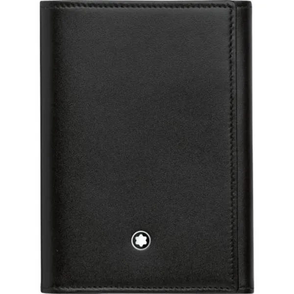 Ví Nam Montblanc Black Trifold 9CC Genuine Leather Business Card Holder Wallet 114536 Màu Đen - Túi xách - Vua Hàng Hiệu