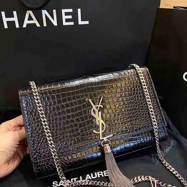 Túi Xách Nữ Yves Saint Laurent YSL Embossed Kate Shoulder Bag Embo Màu Đen - Túi xách - Vua Hàng Hiệu