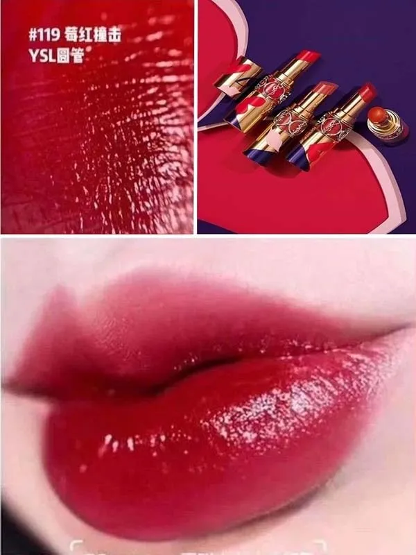 Son Yves Saint Laurent YSL Shine I Love You So Pop 119 Light Me Red Limited Edition Màu Đỏ Berry