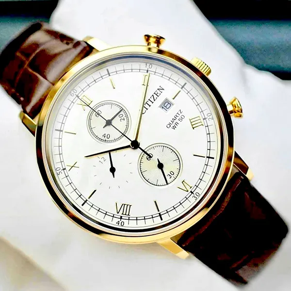 Đồng Hồ Nam Citizen Quartz AN3612-09P Màu Nâu Mặt Trắng