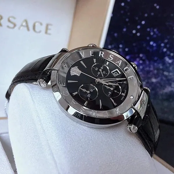 Đồng Hồ Versace VAJ010016 Revive Chronograph Black Leather Watch Màu Đen - Đồng hồ - Vua Hàng Hiệu