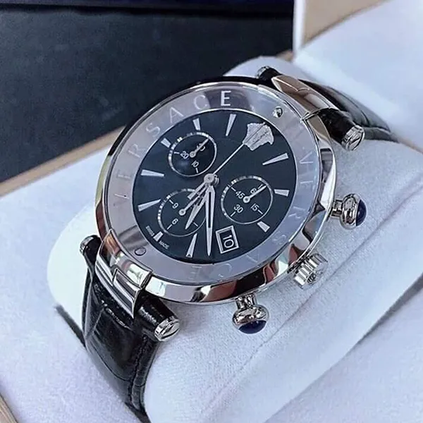 Đồng Hồ Versace VAJ010016 Revive Chronograph Black Leather Watch Màu Đen - Đồng hồ - Vua Hàng Hiệu