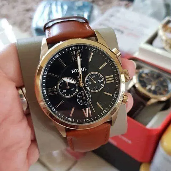 Đồng Hồ Nam Fossil Flynn BQ2261 Màu Nâu Mặt Đen
