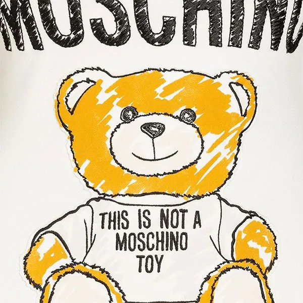 Áo Phông Moschino Brushstroke Teddy Bear Women Short Sleeves T-Shirt White