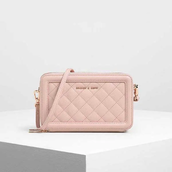 Túi Cầm Tay Dáng Hộp Nữ Charles & Keith CNK 10840105 Màu Hồng