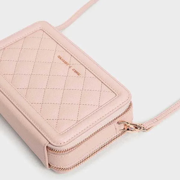 Túi Cầm Tay Dáng Hộp Nữ Charles & Keith CNK 10840105 Màu Hồng