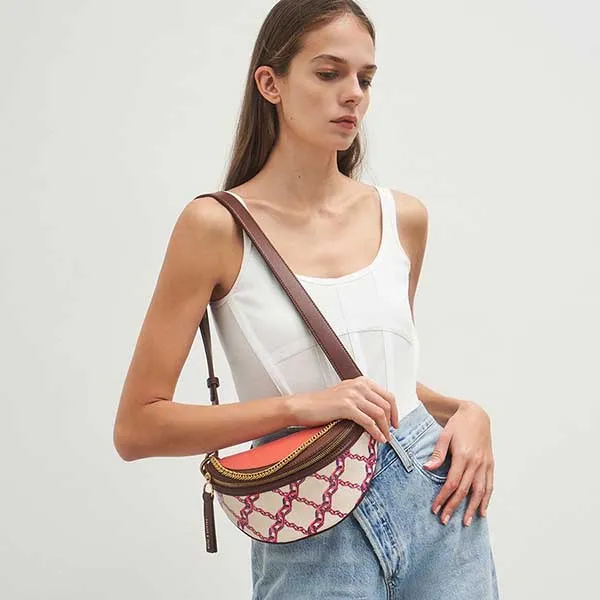 Túi Đeo Vai Nữ Charles & Keith CNK Half-Moon Canvas Crossbody Bag CK2-80781465 Phối Màu