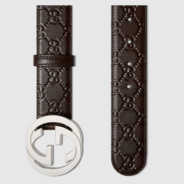 Thắt Lưng Gucci Signature leather belt Màu Nâu Size 85 - 3