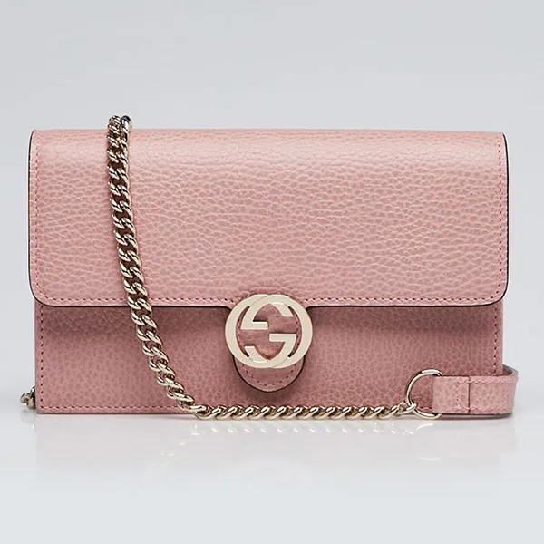 Túi Gucci Nude Pink Leather Interlocking G Wallet On Chain Màu Hồng