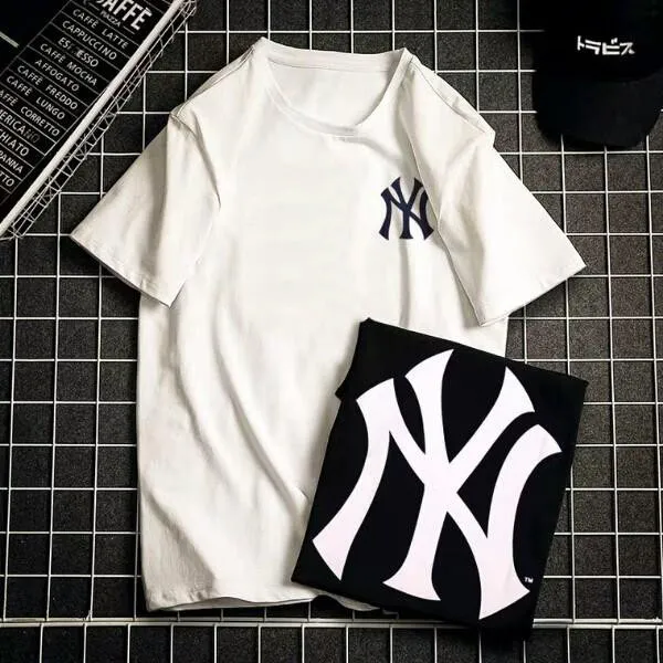 Áo Phông MLB New York Yankees Popping Big Logo Short Sleeve T – Shirt Black Size 90 - 1