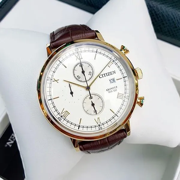 Đồng Hồ Nam Citizen Quartz AN3612-09P Màu Nâu Mặt Trắng