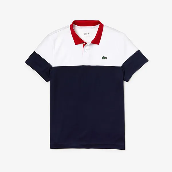 Áo Nam Lacoste Sport Breathable Pique Tennis Polo Màu Trắng / Xanh Navy