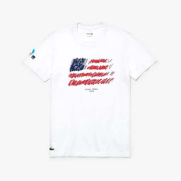 Áo Lacoste Men's Sport Miami Open Edition T-shirt In White Màu Trắng