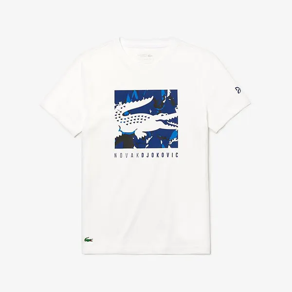 Áo Phông Nam Lacoste Novak Djokovic Camouflage Croc Logo T-shirt Màu Trắng