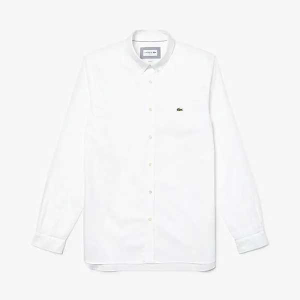 Áo Lacoste Men's Regular Stretch Cotton Poplin Shirt Màu Trắng Size 40