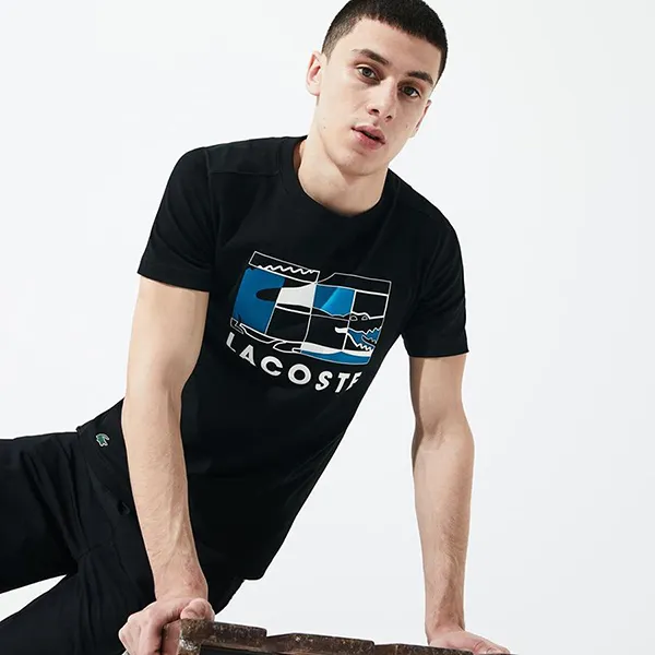 Áo Nam Lacoste Sport Tennis Court Design Breathable T-Shirt Màu Đen Size L - Thời trang - Vua Hàng Hiệu