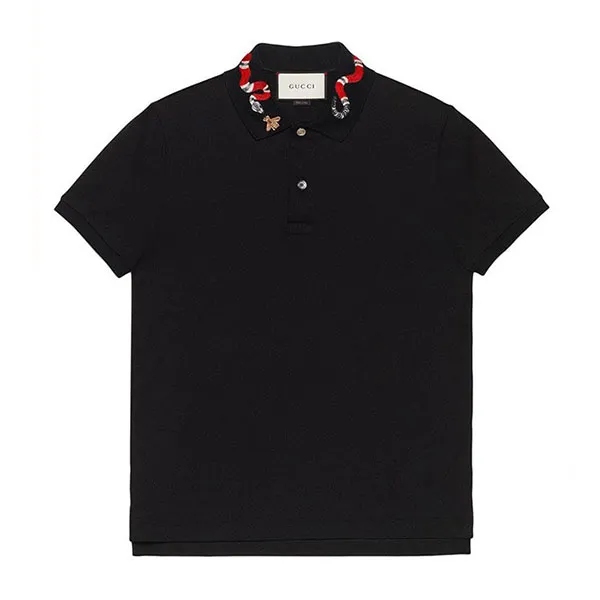 Áo Gucci Cotton Polo With Kingsnake Embroidery Black - Thời trang - Vua Hàng Hiệu
