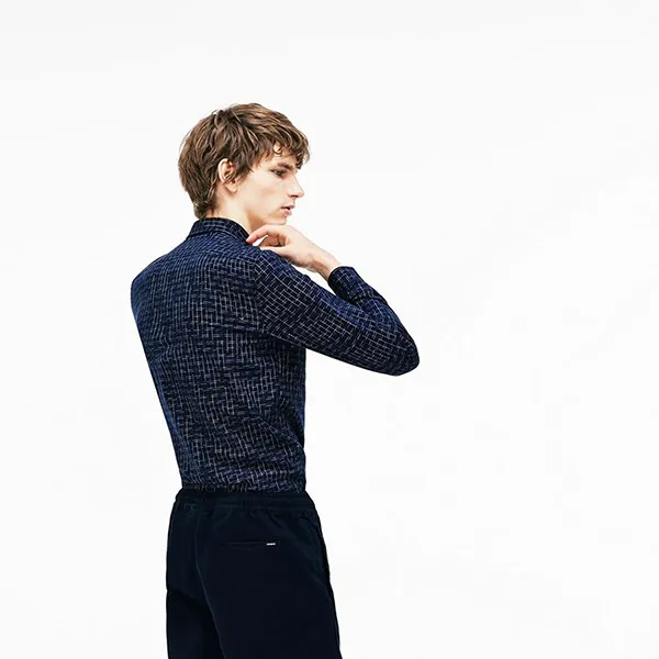 Áo Lacoste Faded Ikat Print Poplin Shirt Màu Xanh Đen