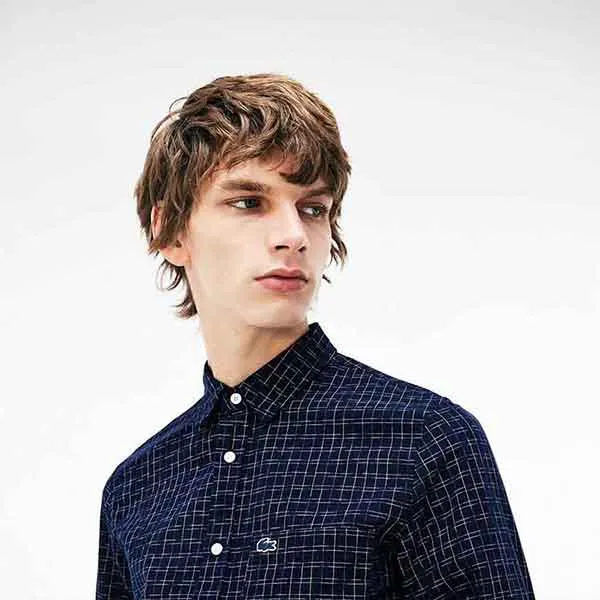 Áo Lacoste Faded Ikat Print Poplin Shirt Màu Xanh Đen