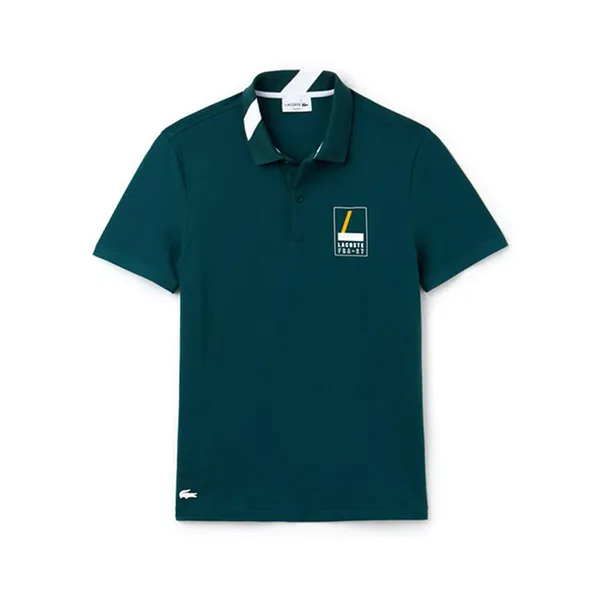 Áo Phông Lacoste Slim Fit Lettering Stretch Mini Piqué Polo Shirt Màu Xanh Đậm Size S