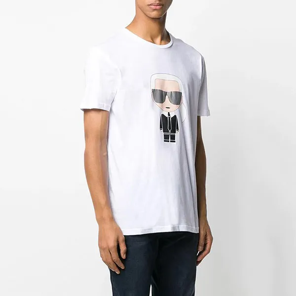 Áo Phông Karl Lagerfeld ikonik Chest Patch T-Shirt Màu Trắng