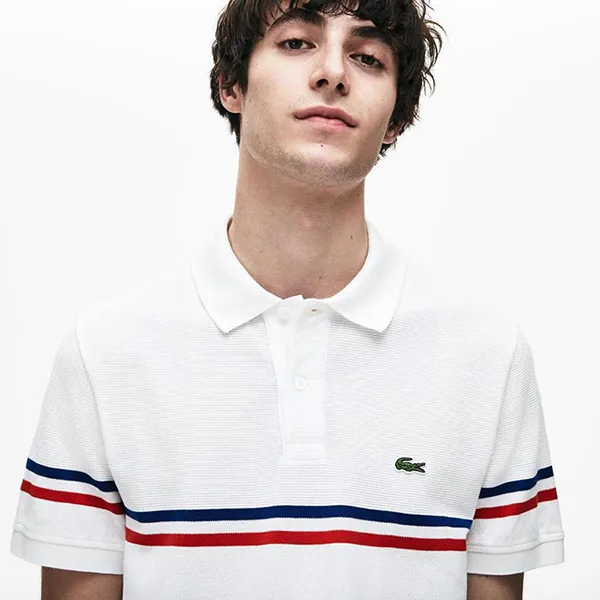 Áo Phông Lacoste Regular Fit Tricolour Striped Polo Shirt Màu Trắng Size S - Thời trang - Vua Hàng Hiệu