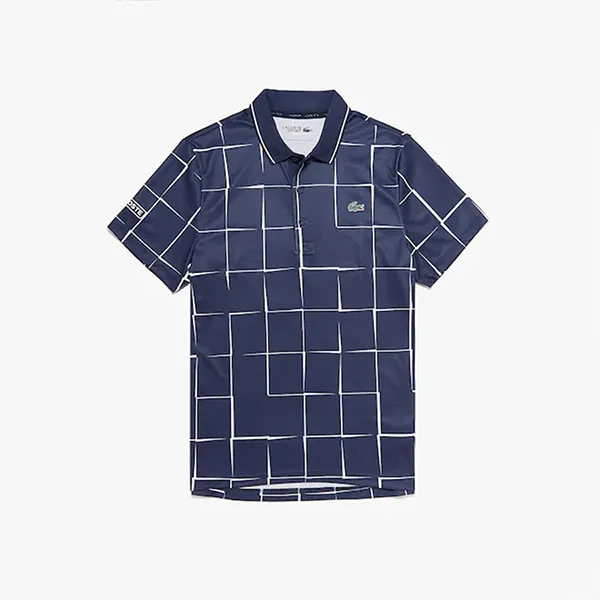 Áo Phông Lacoste Sport Breathable Print Piqué Tennis Polo Shirt Màu Xanh Navy Size M