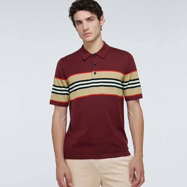 Áo Polo Burberry Foxford Icon Striped Polo Shirt Màu Đỏ Đô - Thời trang - Vua Hàng Hiệu