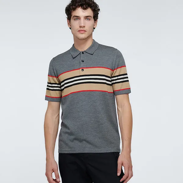 Áo Polo Burberry Foxford Icon Striped Shirt Màu Xám - Thời trang - Vua Hàng Hiệu