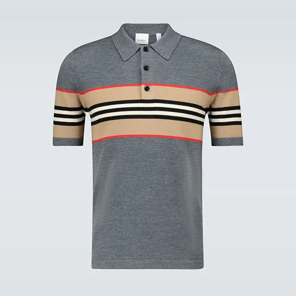 Áo Polo Burberry Foxford Icon Striped Shirt Màu Xám - Thời trang - Vua Hàng Hiệu