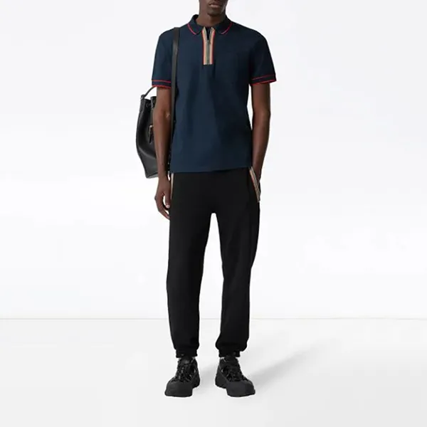 Áo Polo Burberry Icon Stripe Zipped Polo Shirt Màu Xanh Than - Thời trang - Vua Hàng Hiệu