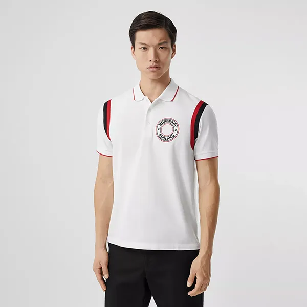 Áo Polo Burberry Logo Graphic Appliqué Cotton Piqué Polo Shirt Màu Trắng Size S - Thời trang - Vua Hàng Hiệu
