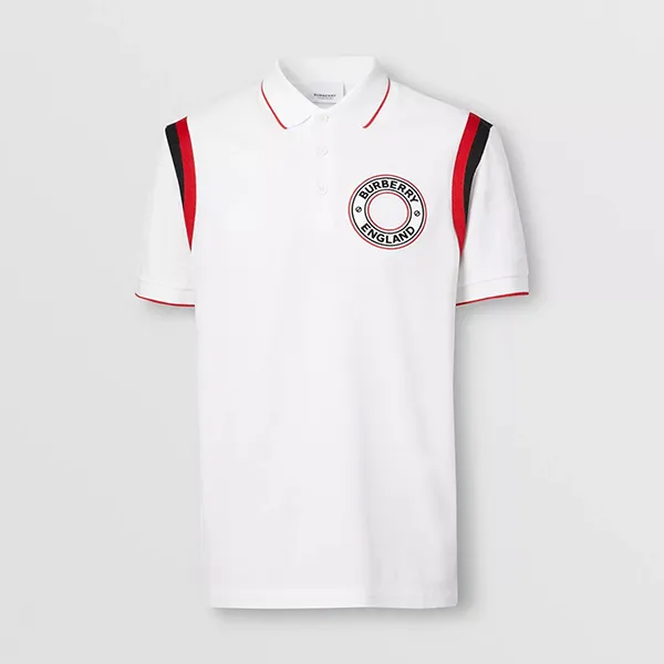 Áo Polo Burberry Logo Graphic Appliqué Cotton Piqué Polo Shirt Màu Trắng Size S - Thời trang - Vua Hàng Hiệu