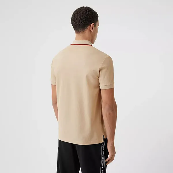 Áo Polo Burberry Monogram Motif Cotton Pique Polo Shirt Màu Nâu Nhạt