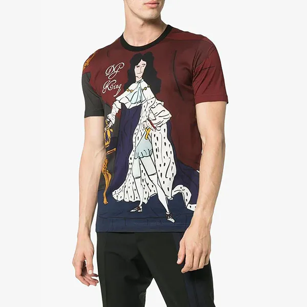 Áo Thun Nam Dolce & Gabbana D&G DG King Print Cotton T-Shirt Màu Đỏ Phối Họa Tiết - Thời trang - Vua Hàng Hiệu