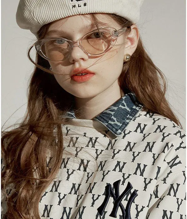 Áo Nỉ Sweater MLB Tay Dài Cổ Tròn Full Side Monogram Overfit Màu Trắng Size M