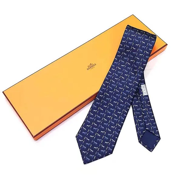 Cà Vạt Hermès Cravate Bleu Saphir Gris Deni 606179 Màu Xanh Navy - Thời trang - Vua Hàng Hiệu