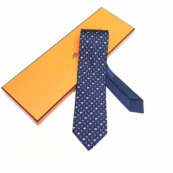 Cà Vạt Hermès Cravate Blue Màu Xanh Navy - 2