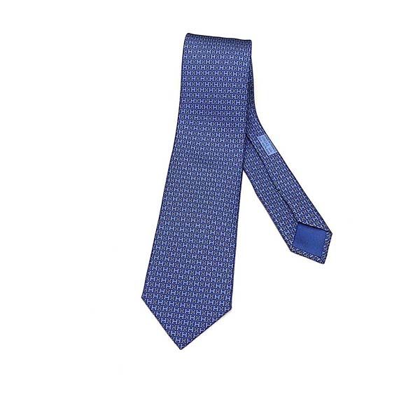Cà Vạt Hermès Cravate Double H Bleu Moyen Bleu Jean 606162 Màu Xanh Navy - 2