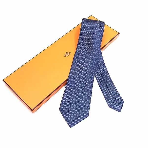 Cà Vạt Hermès Cravate H Bicolore Marine Bleu Màu Xanh Navy