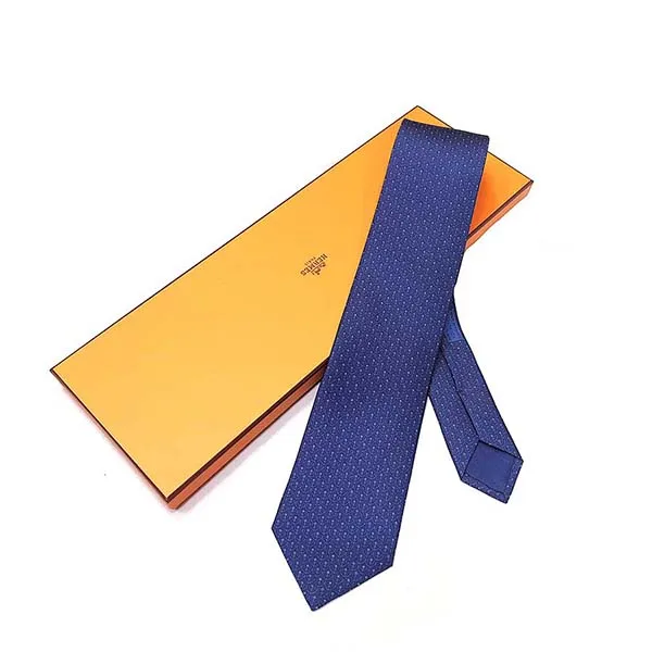 Cà Vạt Hermès Cravate Pied Marine Bleu Fonce 606185 Màu Xanh Navy