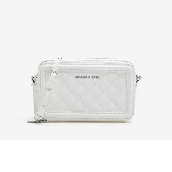 Túi Cầm Tay Dáng Hộp Nữ Charles & Keith CNK 10840105 Màu Trắng