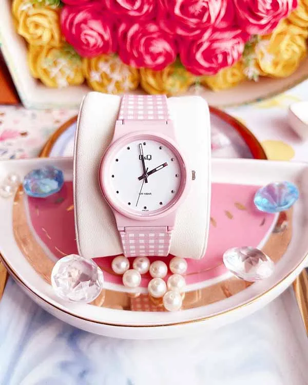 Đồng Hồ Q&Q VP46J058Y Resin Quartz Watch Màu Hồng