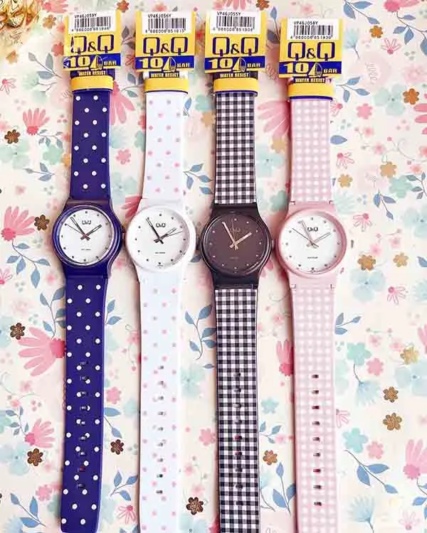 Đồng Hồ Q&Q VP46J058Y Resin Quartz Watch Màu Hồng