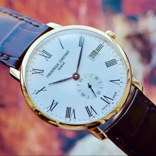 Đồng Hồ Nam Frederique Constant Slimline White Dial Mens Brown Leather FC-245WR5S5 - Đồng hồ - Vua Hàng Hiệu