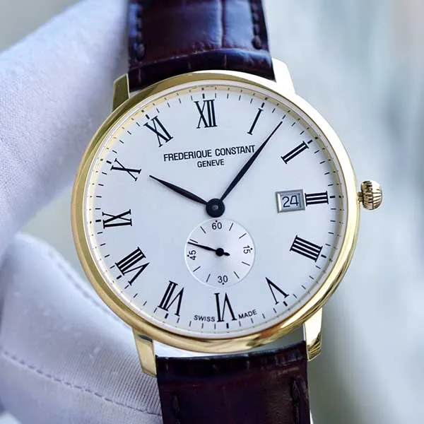 Đồng Hồ Nam Frederique Constant Slimline White Dial Mens Brown Leather FC-245WR5S5 - Đồng hồ - Vua Hàng Hiệu