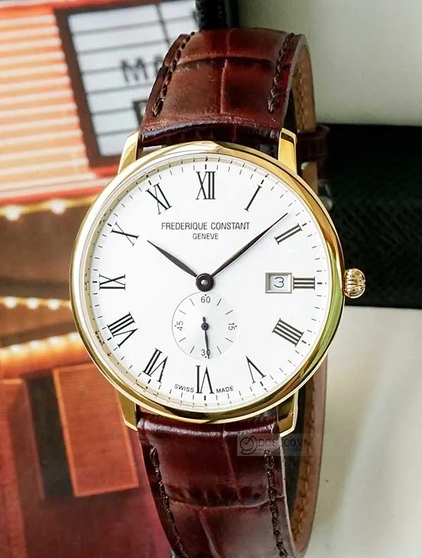 Đồng Hồ Nam Frederique Constant Slimline White Dial Mens Brown Leather FC-245WR5S5 - Đồng hồ - Vua Hàng Hiệu