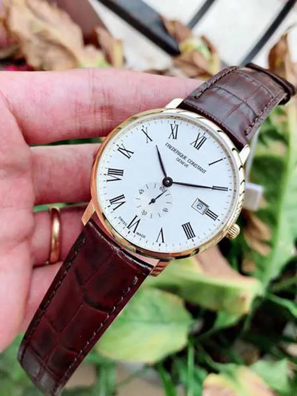 Đồng Hồ Nam Frederique Constant Slimline White Dial Mens Brown Leather FC-245WR5S5 - Đồng hồ - Vua Hàng Hiệu